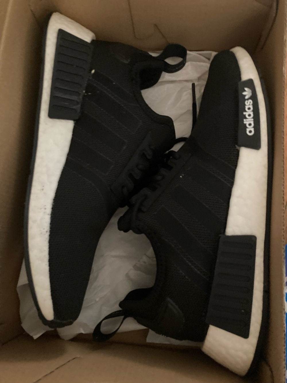 adidas Black and White NMD_R1 Lifestyle Sneakers
